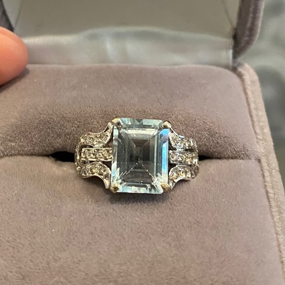 Jewelry - Art Deco 1920’s Aquamarine diamond 18k WG ring!